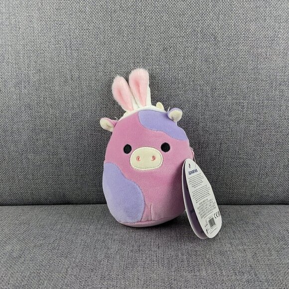 Squishmallows Patty the Cow with Easter Bunny Ears 4" - Picture 1 of 4